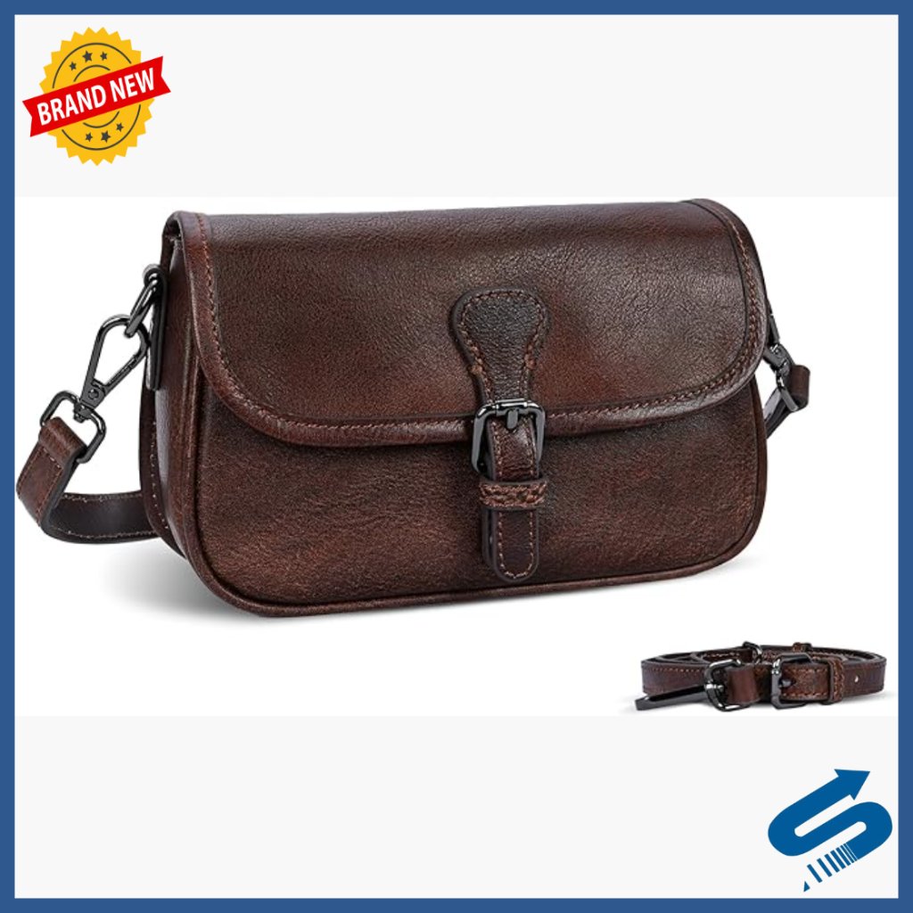 Genuine Leather Small Crossbody Bag With Adjustable Straps Satchel Purse